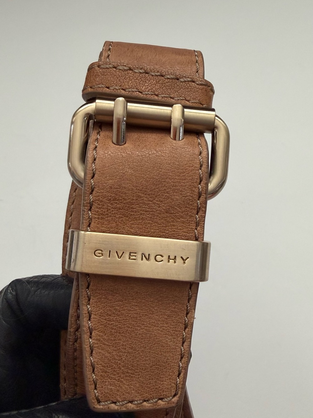 Givenchy Tan Leather Belt Bag Strap with Gold-Tone Buckle